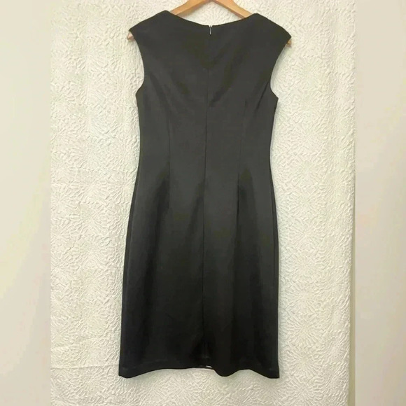 2/$12 Connected Apparel Dress Size 6 Black Pink Textured Stripes Shiny Knit - Picture 12 of 13